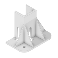 33-45453S-1 MODULAR SOLUTIONS FOOT<br>45MM X 45MM (3) SIDED FOOT W/11MM FLOOR ANCHOR HOLES